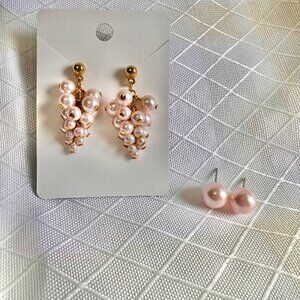Marvella Vintage Pink Pearl Earrings, Faux Pearl Jewelry, Pink Earrings Jewelry